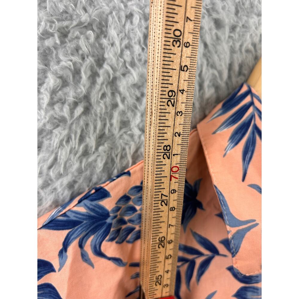 Go Barefoot Hawaiian Shirt Mens M Peach Blue Pineapple Aloha Made USA Cotton - Picture 5 of 8